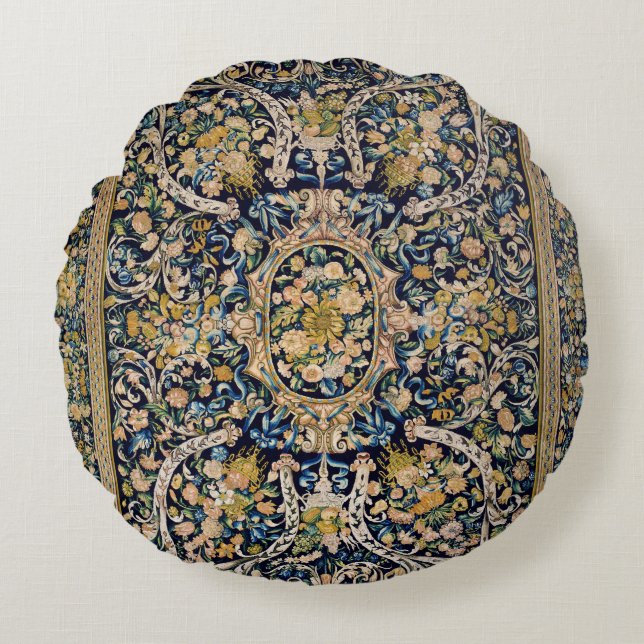 Dekorativ Blommigt Carpet Mönster Rund Kudde (Framsidan)