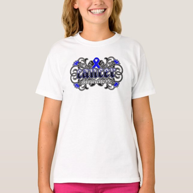 Dekorativ blommigt för koloncancermedvetenhet t shirt (Framsida)