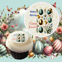 Dekorativ Blommigt Glad påsk Eggs Chick Greenery