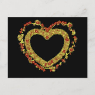 Dekorativ Blommigt Heart Vykort