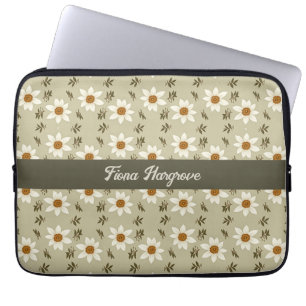 Dekorativ Blommigt i Personligen White and Beige Laptop Fodral