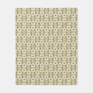 Dekorativ Blommigt i White och Beige Fleecefilt