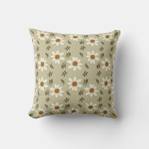 Dekorativ Blommigt i White och Beige Kudde