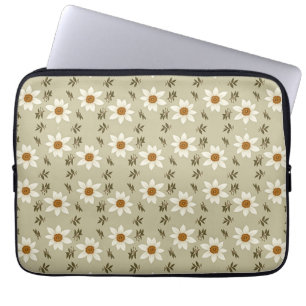 Dekorativ Blommigt i White och Beige Laptop Fodral