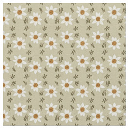 Dekorativ Blommigt i White och Beige Tyg