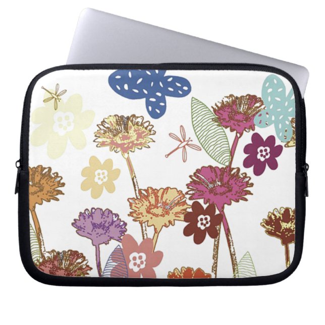 Dekorativ Blommigt Laptop Sleeve (Framsidan)