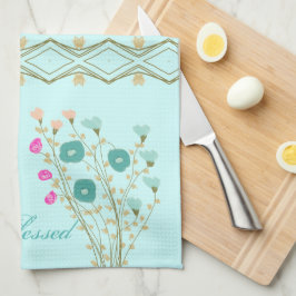 Dekorativ blommigt med mönster accentuerad kökshandduk