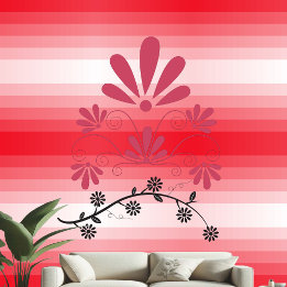 Dekorativ Blommigt Motifs Red White Rand Pastel