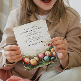 Dekorativ Blommigt- och äggjakt Inbjudningar