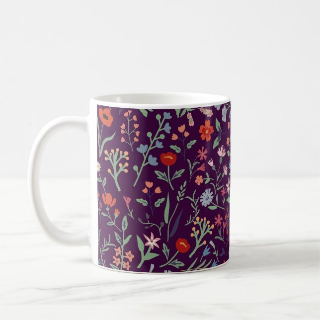 Dekorativ blommigt sömlös mönster. kaffemugg (Vänster)