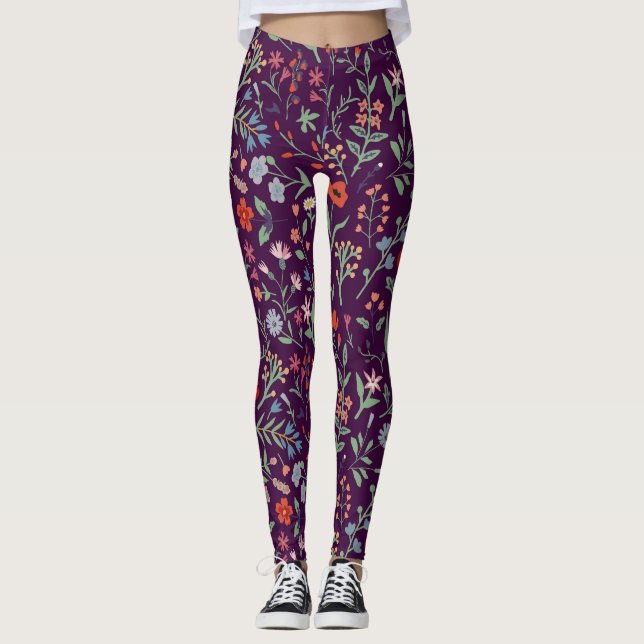 Dekorativ blommigt sömlös mönster. leggings (Framsida)