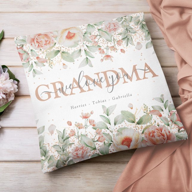 Dekorativ Blommigt "we kärlek you" GRANDMA Kudde (Skapare uppladdad)