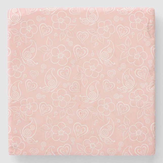 Dekorativ blommönster underlägg sten (Framsidan)