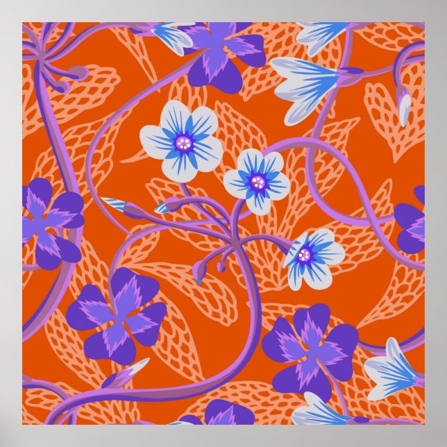 Dekorativ blomning av vilda blommor. Sommar blommi Poster (Framsidan)