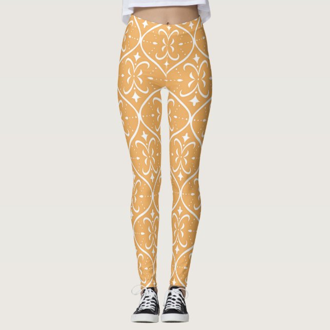 Dekorativ blomning, sömlös mönster, orientalisk ba leggings (Framsida)