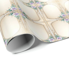 Dekorativ blomsterkant med pärlor presentpapper