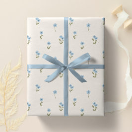 Dekorativ Boho Ditsy Blommig Cottagecore Blå Presentpapper
