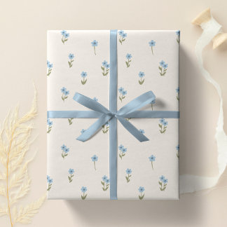 Dekorativ Boho Ditsy Blommig Cottagecore Blå Presentpapper
