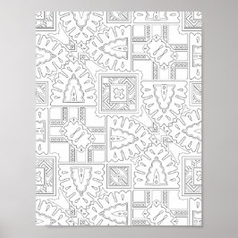 Dekorativ Boho-plattmotiv Mönster Färgläggningskon Poster