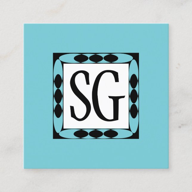 Dekorativ box 02 - Initialer - Robin Egg Blue Fyrkantigt Visitkort (Framsida)