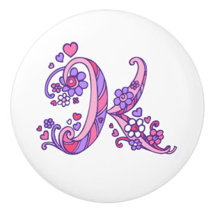 Dekorativ brev K monogram rosa lila Knopp