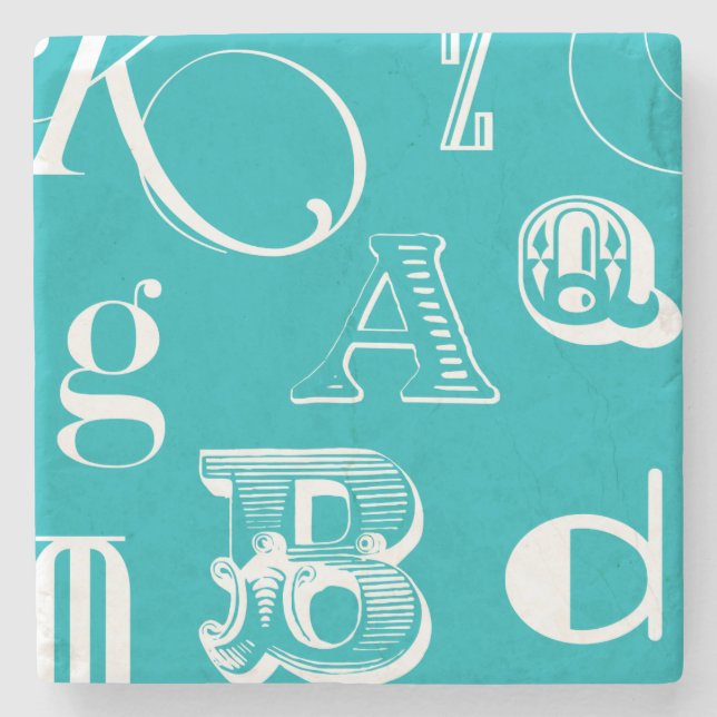 Dekorativ Brev på blå bakgrund Underlägg Sten (Framsidan)