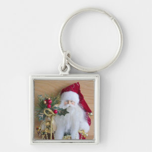 DEKORATIV CHRISTMAS SANTA FYRKANTIG SILVERFÄRGAD NYCKELRING
