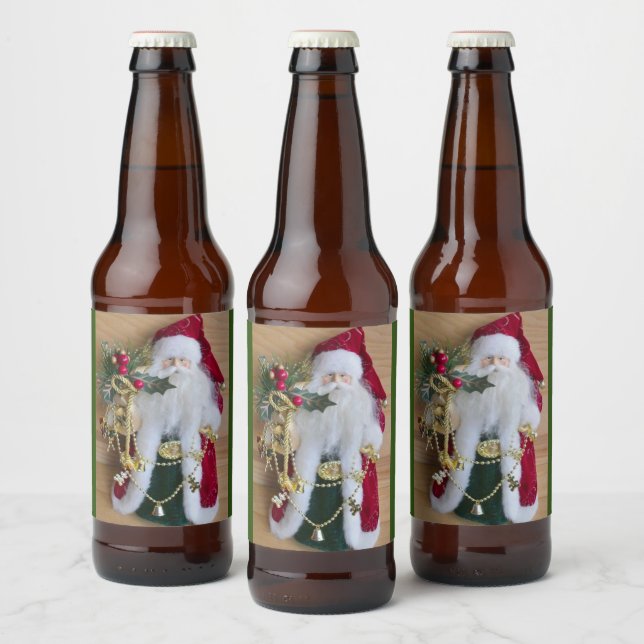 DEKORATIV CHRISTMAS SANTA ÖLFLASKA ETIKETT (Flaskor)