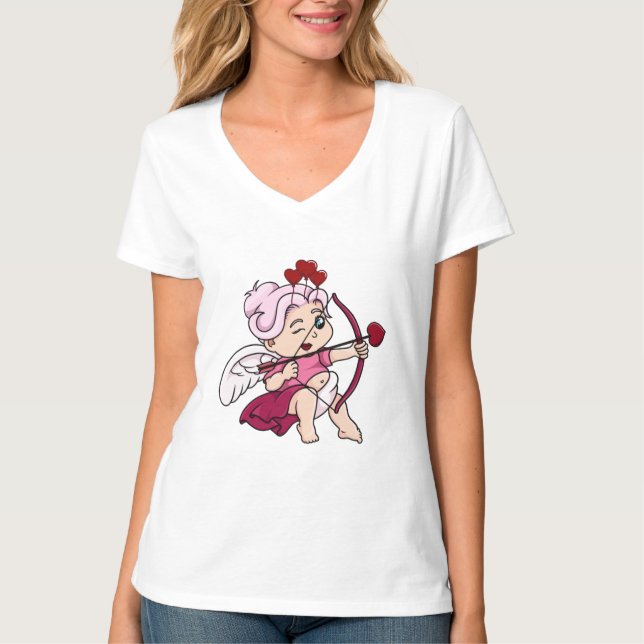 "Dekorativ Cupid med kärlekspil T-shirt – Romant (Framsida)