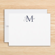 Dekorativ Damask Mörkblå och Grå Monogram