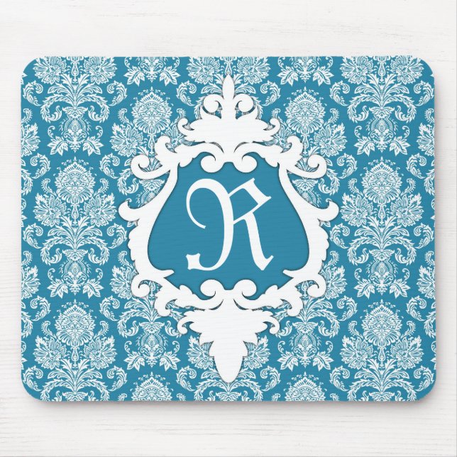 Dekorativ damastast Monogram Mousepad Musmatta (Framsidan)