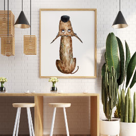 Dekorativ dekorativ hund med lustiga vattenfärger poster