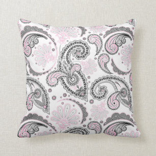 Dekorativ dekorativ kudde för svart rosa Paisley