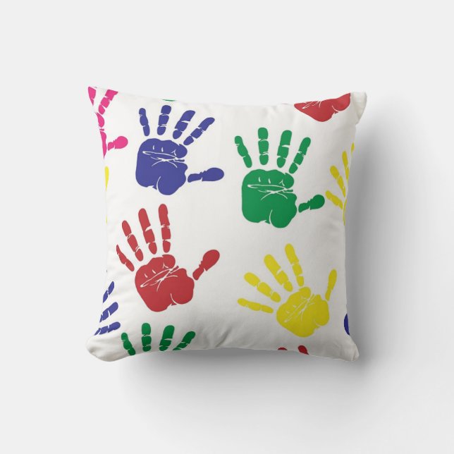 Dekorativ dekorativ kudde för ungeHandprint (Framsida)