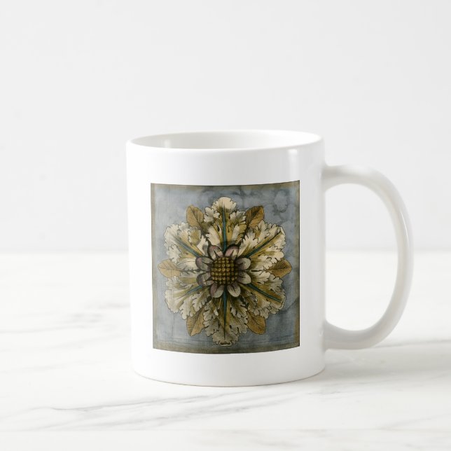 Dekorativ demask Rosette på Grått-bakgrunden Kaffemugg (Höger)