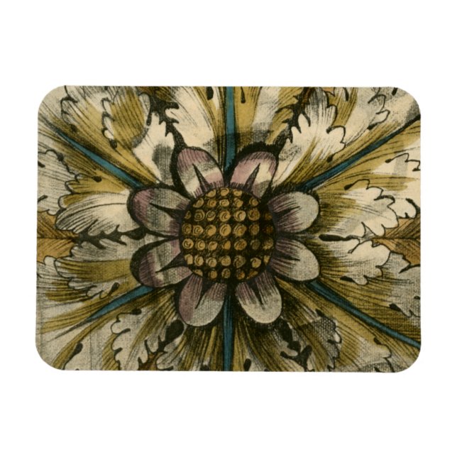 Dekorativ demask Rosette på Grått-bakgrunden Magnet (Horisontell)