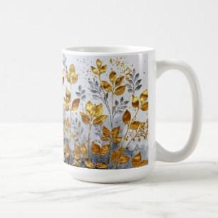 Dekorativ design med gyllene blad kaffemugg