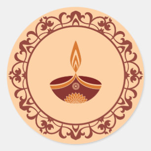 Dekorativ Diwali design Runt Klistermärke