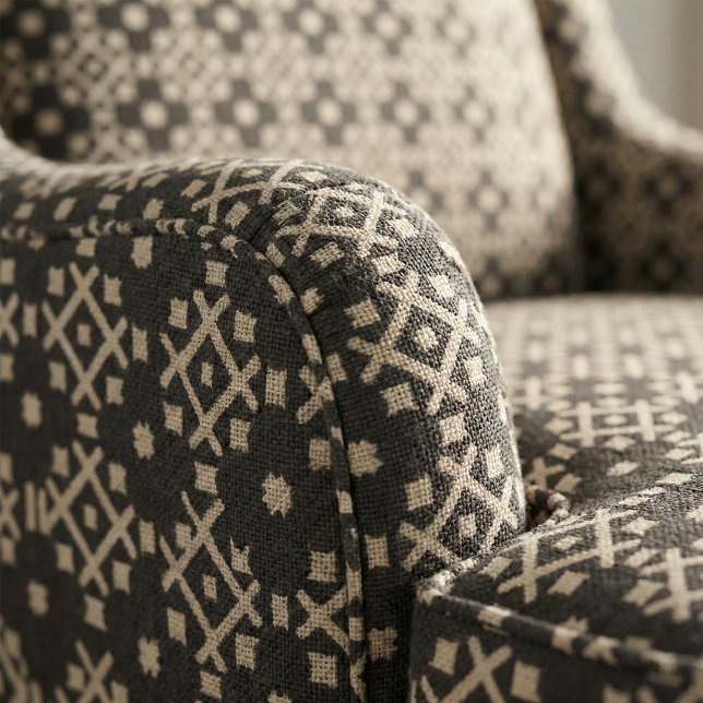 Dekorativ Elegant Black & Beige Geometric Mönster Tyg (Skapare uppladdad)
