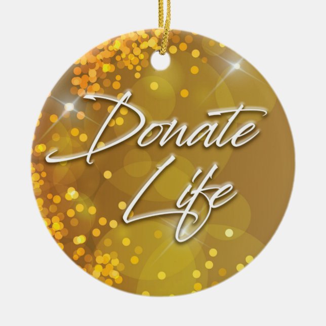 Dekorativ Elegant Guld jul Donate Life Julgransprydnad Keramik (Framsidan)