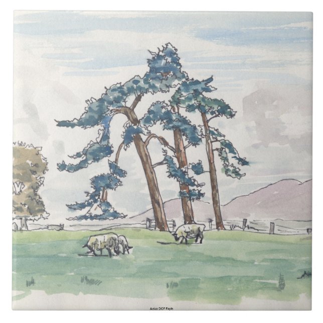 Dekorativ engelsk bygd belägger med tegel kakelplatta (Framsidan)