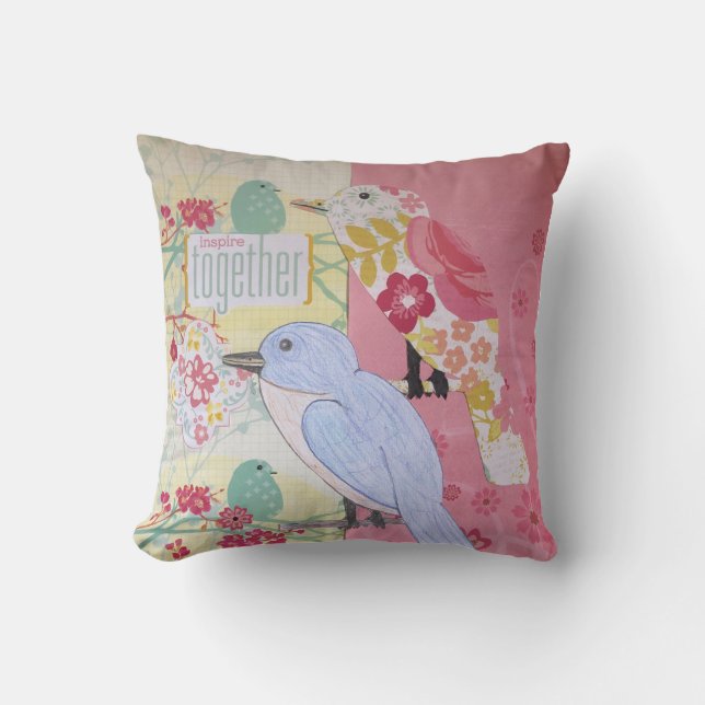 Dekorativ fågelkonst Pillow Kudde (Framsida)