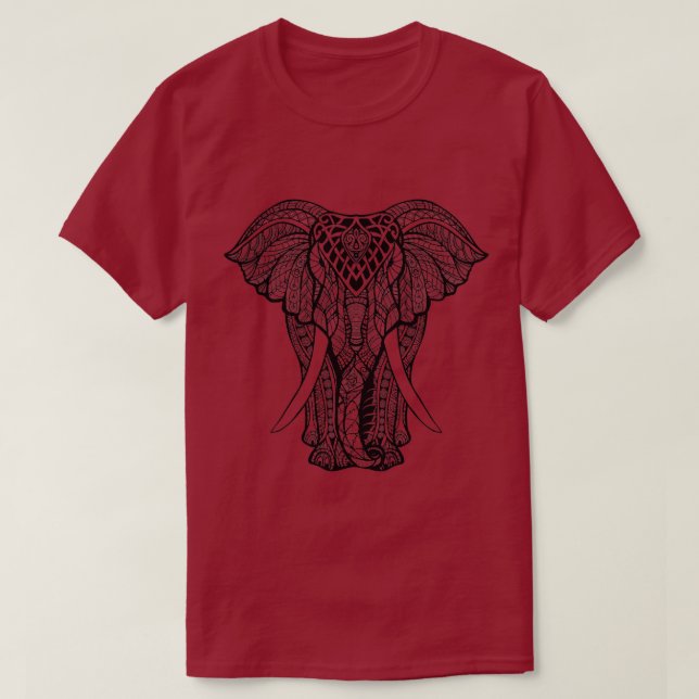 Dekorativ Färgad Indian Elephant T Shirt (Design framsida)