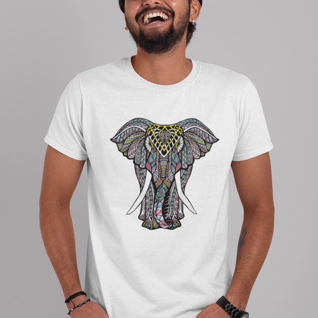 Dekorativ Färgad Indian Elephant T Shirt (Skapare uppladdad)