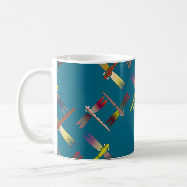 Dekorativ färgad sömlös mönster med söt dra kaffemugg (Vänster)