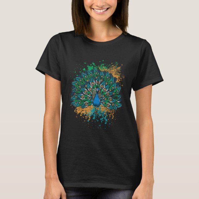 Dekorativ färglös Svan Peacock T Shirt (Framsida)