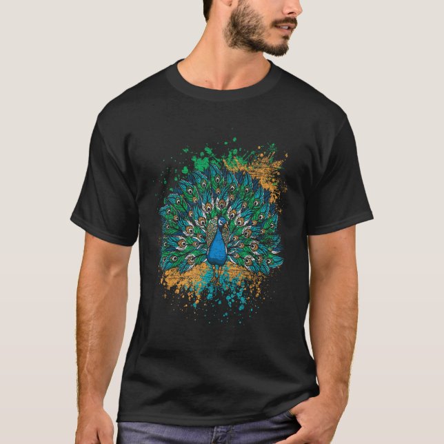 Dekorativ färglös Svan Peacock T Shirt (Framsida)