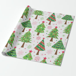 Dekorativ Festiv Grön Julgransmönster  Presentpapper