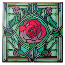 Dekorativ för Art nouveau Blommigt Ro Kakelplatta