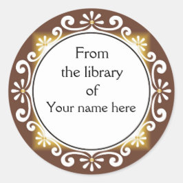 Dekorativ från Bibliotek i bokplattor Runt Klistermärke